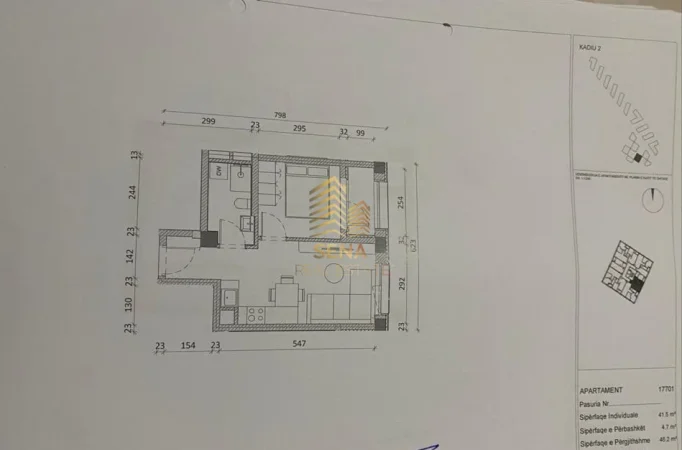 Tirane, shitet apartament 1+1+Ballkon Kati 7, 46 m² 73.900 € (Ali Demi, Rezidenca Kadiu)