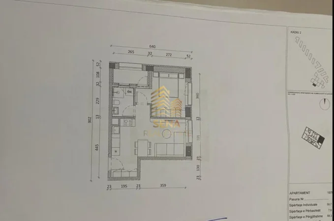 Tirane, shitet apartament 1+1+Ballkon Kati 7, 58 m² 93.300 € (Ali Demi, Rezidenca Kadiu)