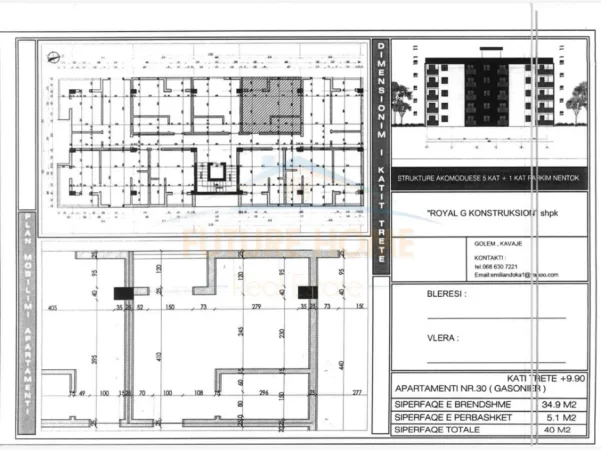 Durres, shitet apartament 1+1 Kati 3, 40 m² 52.000 € 