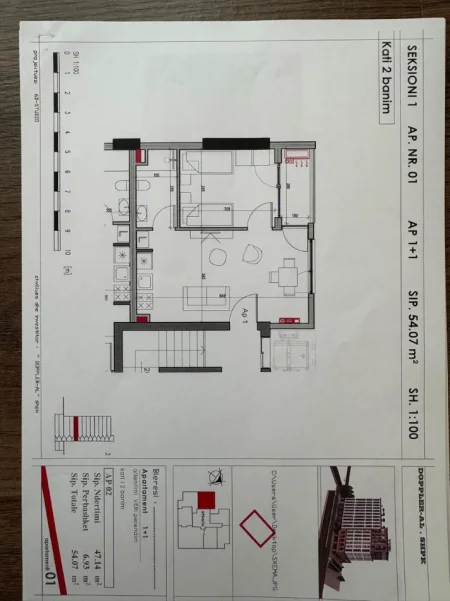 Tirane, shitet apartament 1+1+Ballkon Kati 7, 54 m² 120.000 € (Qyteti Nxenesve)
