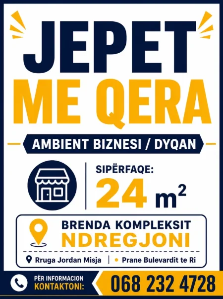 Tirane, jepet me qera ambjent biznesi Kati 0, 24 m² 600 € (Rruga Filip Jano)
