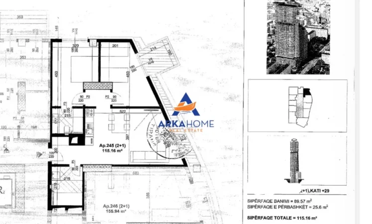 Tirane, shitet apartament 2+1+Ballkon , 115 m² 311.000 € 