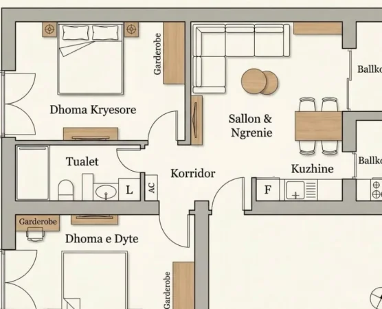 Tirane, shitet apartament 2+1 Kati 4, 76 m² 189.000 € (Brryl)