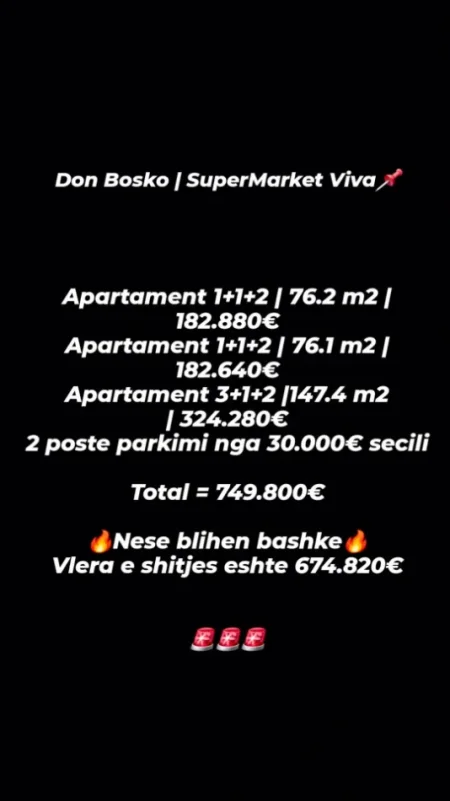 Tirane, shitet apartament 3+1+Aneks+Ballkon Kati 3, 148 m² 324.280 € (rruga don bosko)