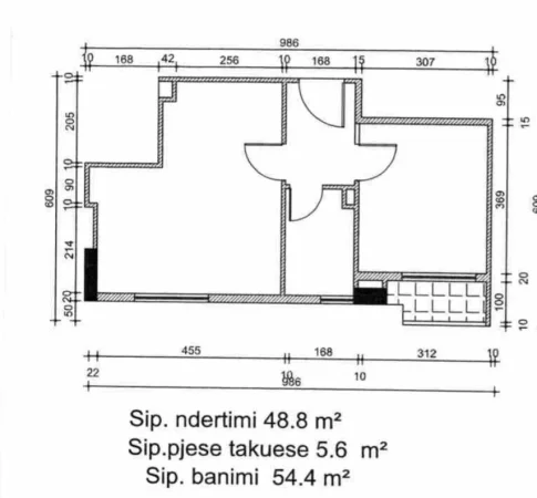Tirane, shes apartament 1+1+Ballkon Kati 5, 55 m² 105.000 € (misto mame)