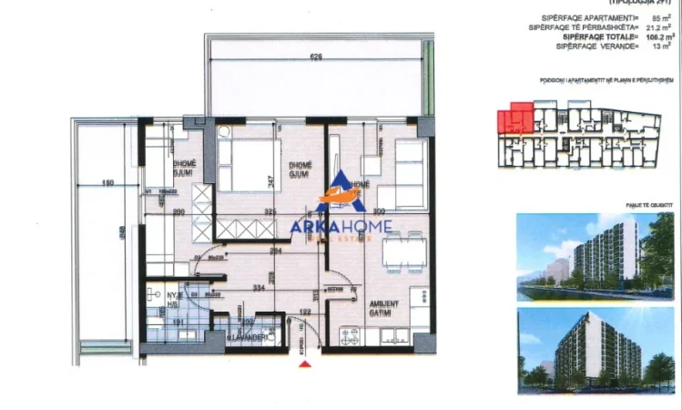 Tirane, shitet apartament 2+1+Ballkon Kati 5, 106 m² 163.420 € 