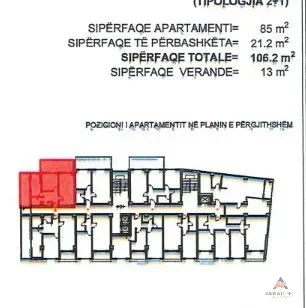 Tirane, shitet apartament 2+1+Ballkon Kati 5, 106 m² 163.420 € 