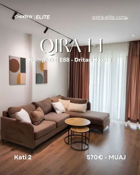 Tirane, jepet me qera apartament 1+1 Kati 2, 62 m² 570 € (Kompleksi E88 Rruga Dritan Hoxha)