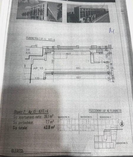 Durres, shitet apartament 1+1 Kati 5, 44 m² 43.800 € 