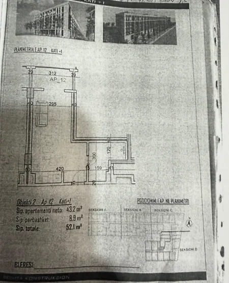 Durres, shitet apartament 1+1 Kati 5, 52 m² 52.100 € 