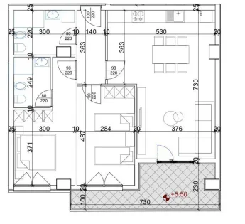 Tirane, shitet apartament 2+1 Kati 3, 110 m² 
