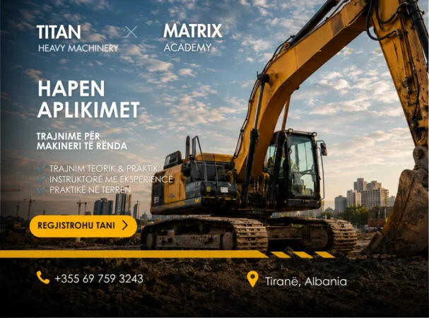 TITAN HEAVY MACHINERY Hap aplikimet për trajnime të manovratorëve me eskavator.
