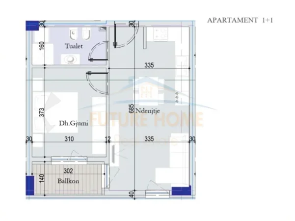 Tirane, shitet apartament 1+1+Ballkon Kati 7, 60 m² 86.300 € (Tirana Entry 2)