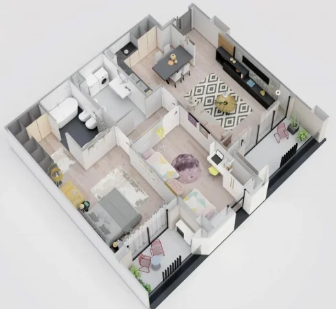 Shitet Ap: ✨️ 2+1+2🚾 1 Ballkon 📍Riverside Residence - Përball Deliorgjit ( 111m²) 🔥 Kati 5, Çmimi: 188K€ Përfshirë Parkimin 💥