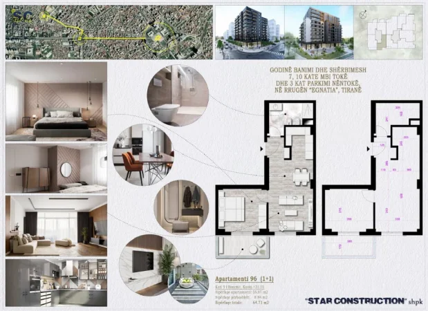 Tirane, shitet apartament 1+1+Aneks+Ballkon Kati 9, 65 m² 140.000 € (laprake)
