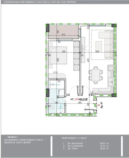 Tirane, shitet apartament 1+1 Kati 5, 65.000 € (Kamëz)