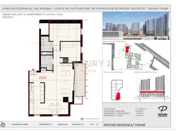 Tirane, shitet apartament 2+1 Kati 4, 122 m² 195.040 € (Laprake astoria143404)