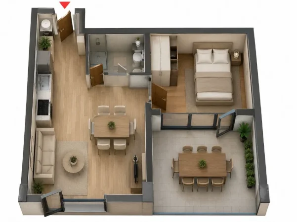 Durres, shitet apartament ne plazh 1+1+Ballkon Kati 2, 62 m² 205.000 € (Turquoise Marina Rezidence, Hamallaj)