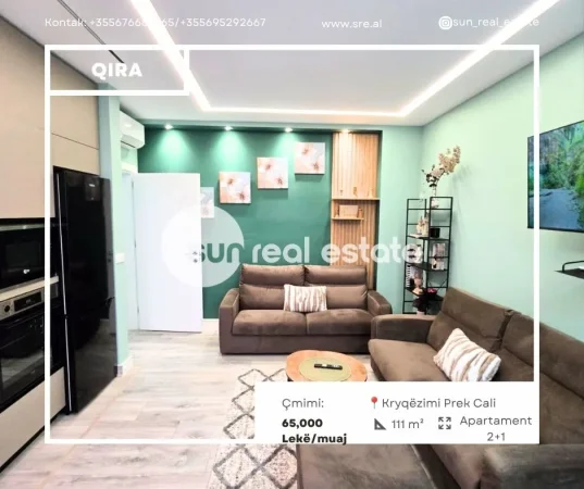 Shkoder, jepet me qera apartament 2+1+Ballkon Kati 3, 111 m² (PREK CALI)