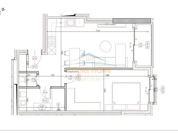 Mali Robit, shes apartament 1+1+Ballkon Kati 5, 69 m² 117.929 € 