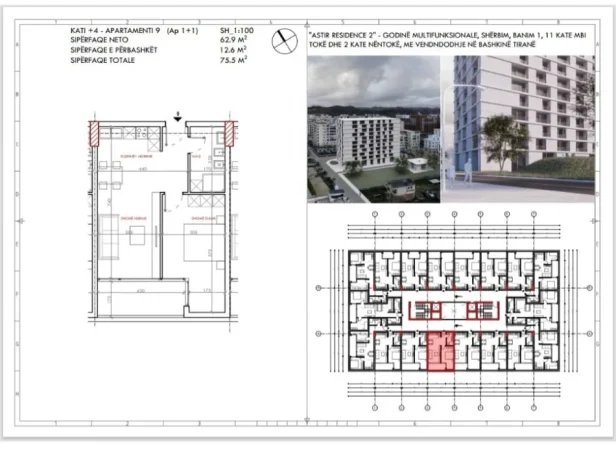 Tirane, shitet apartament 1+1+Ballkon , 75 m²  (Rruga Jorgji Kushi, Astir)