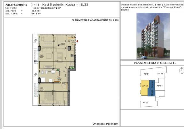 Tirane, shitet apartament Kati 5, 62 m² 1.400 Euro/m2 (Teodor Keko)