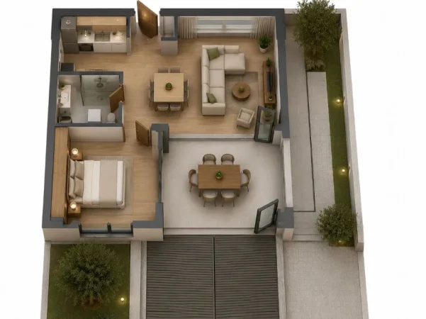 Durres, shitet apartament 1+1+Ballkon Kati 0, 131 m² 205.000 € (Turquoise Marina Rezidence, Hamallaj)