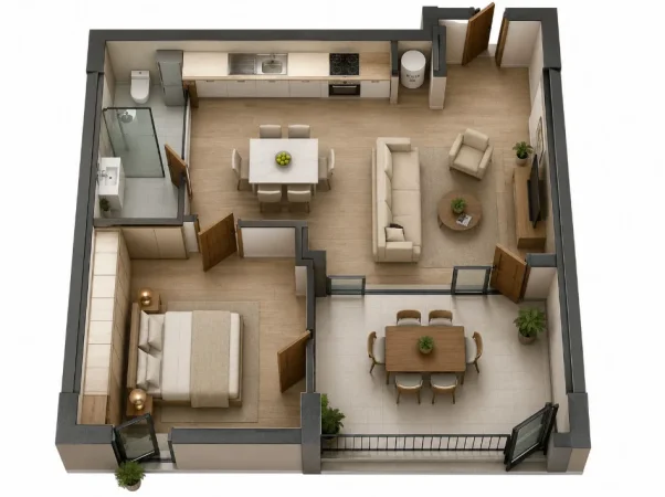 Durres, shitet apartament 1+1+Ballkon Kati 1, 54 m² 210.000 € (Turquoise Marina Rezidence, Hamallaj)