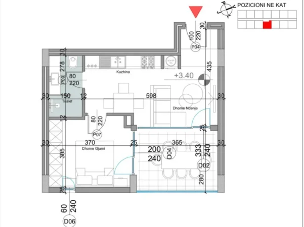 Durres, shitet apartament 1+1+Ballkon Kati 1, 54 m² 210.000 € (Turquoise Marina Rezidence, Hamallaj)