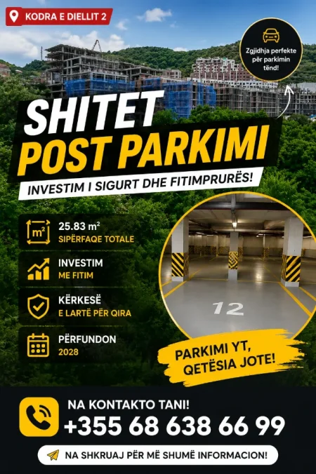 Tirane, shitet garazh | post parkimi Kati 0, 26 m² (Rezidenca kodra e diellit)