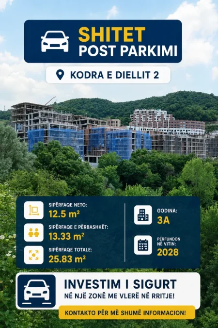 Tirane, shitet garazh | post parkimi Kati 0, 26 m² (Rezidenca kodra e diellit)