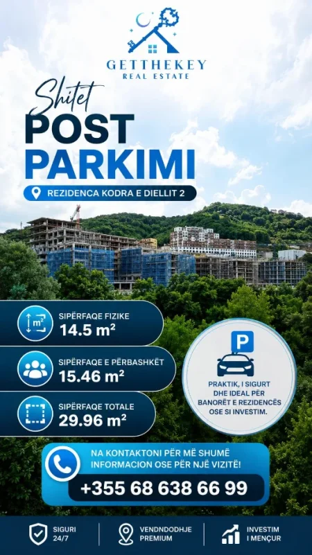 Tirane, shitet garazh | post parkimi Kati 0, 30 m² (Rezidenca kodra e diellit)