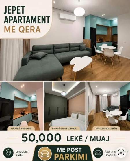 Tirane, jepet me qera apartament 1+1+Ballkon Kati 4, 50 m² 500 € (Kompleki Kadiu ,3)
