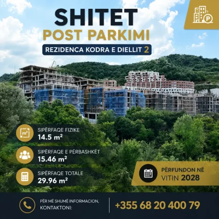 Tirane, shitet garazh | post parkimi Kati 0, 30 m² (Rezidenca kodra e diellit)