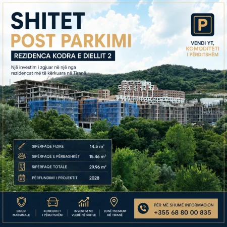 Tirane, shitet garazh | post parkimi Kati 0, 30 m² (Rezidenca Kodra e Diellit)