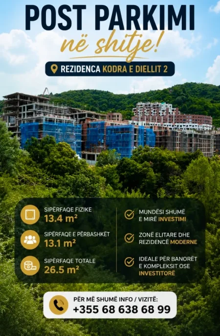 Tirane, shitet garazh | post parkimi Kati 0, 27 m² (Rezidenca kodra e diellit)