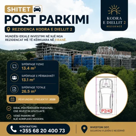 Tirane, shitet garazh | post parkimi Kati 0, 27 m² (Rezidenca Kodra e Diellit)