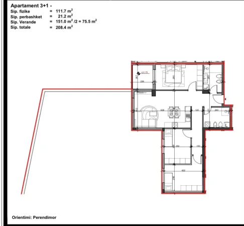 Tirane, shitet apartament 3+1+Aneks+Ballkon Kati 3, 209 m² 208.400 € (paskuqan)