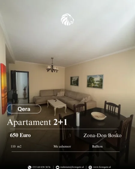 Tirane, jepet me qera apartament 2+1+Ballkon Kati 3, 110 m² 650 € 