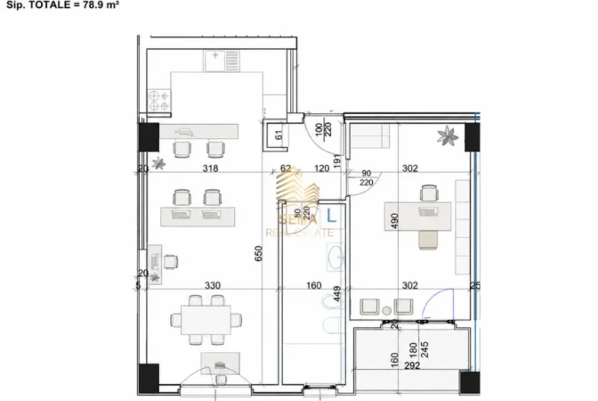 Tirane, jepet me qera ambjent biznesi Kati 1, 79 m² 400 € (Kompleksi Aura, Laprake)