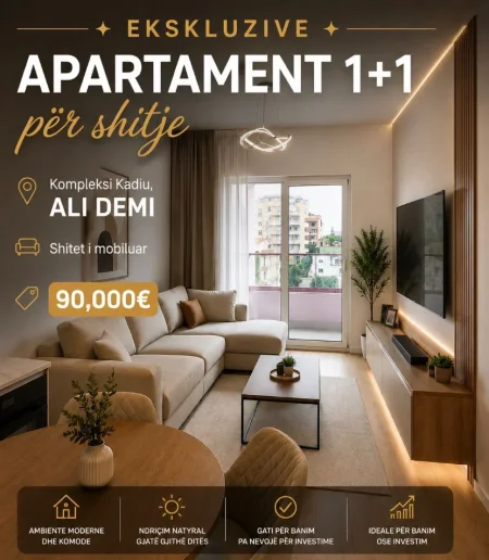 Tirane, shitet apartament 1+1+Ballkon Kati 8, 49 m² 89.999 € (Ali Dem)