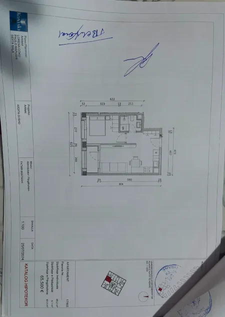 Tirane, shitet apartament 1+1 Kati 11, 49 m² 89.999 € (Ali Demi)
