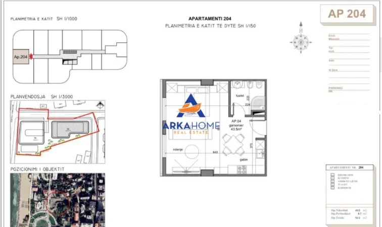 Tirane, shitet garsonier 1+1 Kati 2, 52 m² 109.620 € (durres)