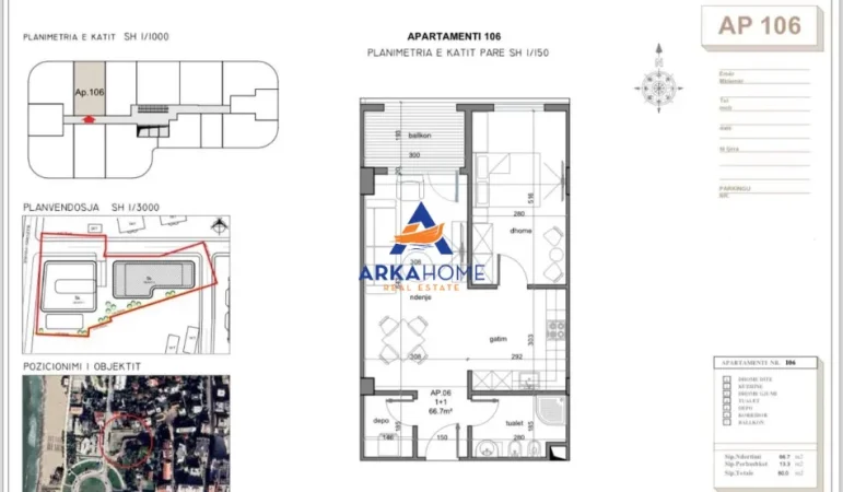 Durres, shitet apartament 1+1+Ballkon Kati 1, 80 m² 96.000 € (golem)
