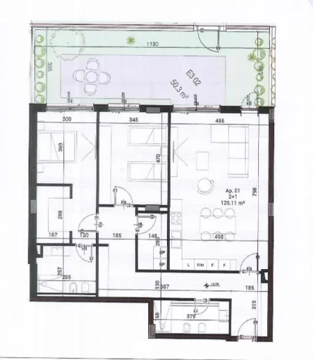Tirane, shitet apartament 2+1 Kati 0, 203 m² (Mjull Bathore)