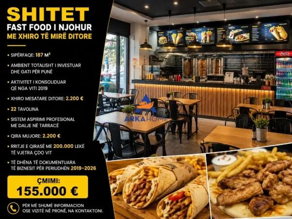 Tirane, shitet ambjent biznesi Kati 0, 187 m² 155.000 € 