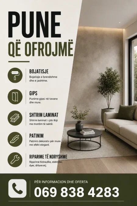 Shërbime profesionale për shtëpi, apartamente dhe ambiente biznesi - Boje patinim gips laminat