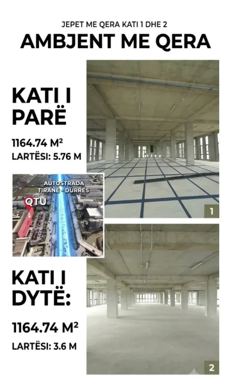 Tirane, jepet me qera ambjent biznesi Kati 1, 1.164 m² 