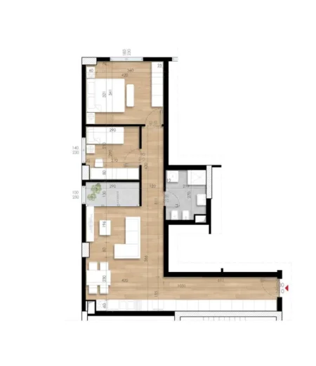 Tirane, shitet apartament 2+1+Ballkon Kati 8, 91 m² 155.721 € (Fusha e Aviacionit)