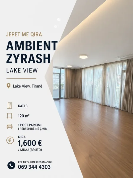 Tirane, jepet me qera zyre Kati 3, 120 m² 1.600 € (Liqeni Artificial)